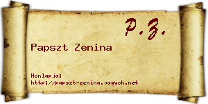 Papszt Zenina névjegykártya